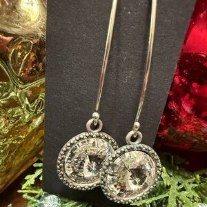 Swarovski 16 mm round Silver Crystal Earrings